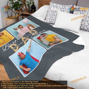 Fathers Day Blanket Best Dad Ever Photo Collage Gift Fleece or Quilt 3