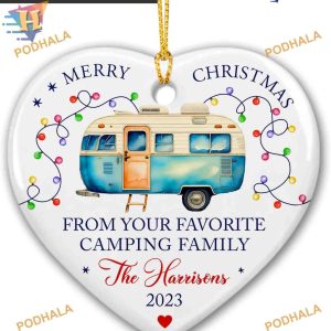 Favorite Camping Family 2023 Ornament, Custom Ceramic Christmas for Campers
