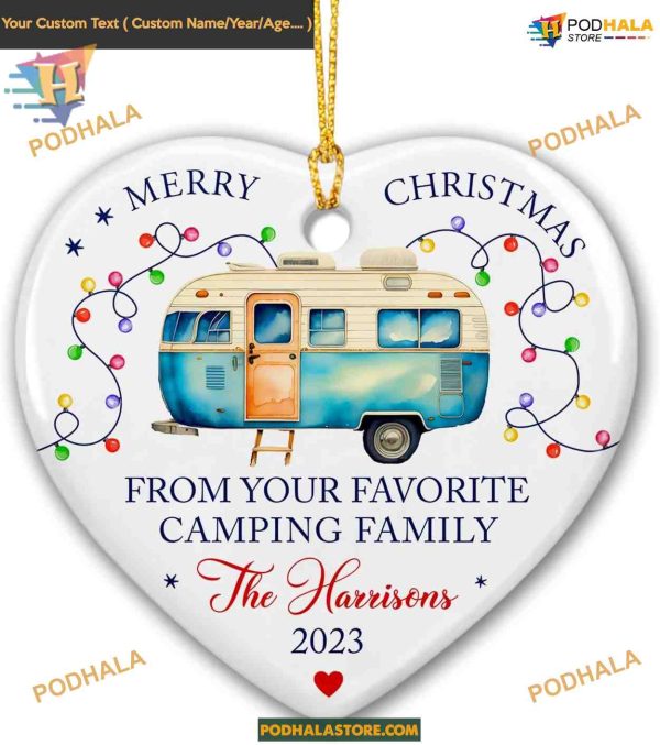 Favorite Camping Family 2023 Ornament, Custom Ceramic Christmas for Campers