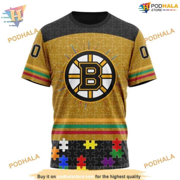 Fearless Against Autism Concept NHL Boston Bruins Hoodie 3D, Supportive Merch