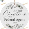 Federal Agent's First Christmas 2023 Ornament, Custom Family Ornaments