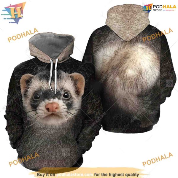 Ferret Full Head And Body Animal Costume All Over Printed 3D Hoodie