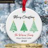 Festive Cheer Personalized Merry Christmas Ornament, Season's Greetings