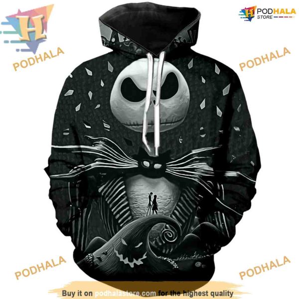 Festive Jack Sally Unisex 3D Hoodie, Funny Xmas Gifts