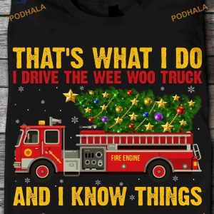 Fire Truck Tree Xmas Shirt, Firefighter's Perfect Family Funny Christmas Shirt