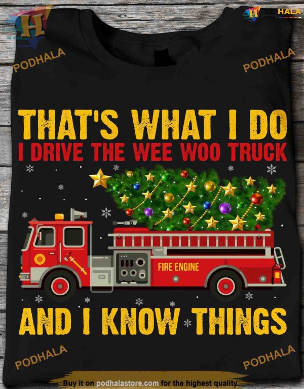 Fire Truck Tree Xmas Shirt, Firefighter’s Perfect Family Funny Christmas Shirt