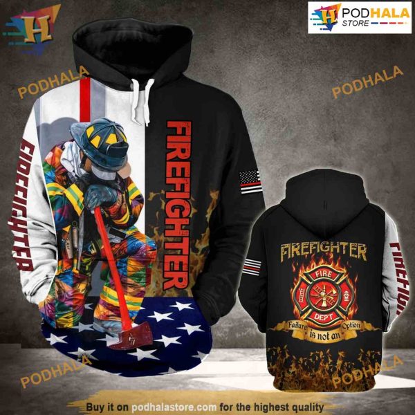 Firefighter Flag All Over Printed 3D Hoodie Sweatshirt