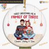 First Baby Christmas for Three Ornament, Customizable Doll Ornament, Ceramic Keepsake