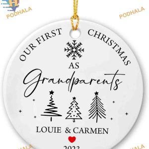 First Christmas As Grandparents 2023, Personalized New Grandpa Grandma Ornament