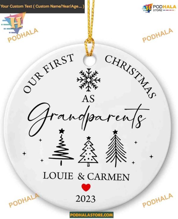 First Christmas As Grandparents 2023, Personalized New Grandpa Grandma Ornament