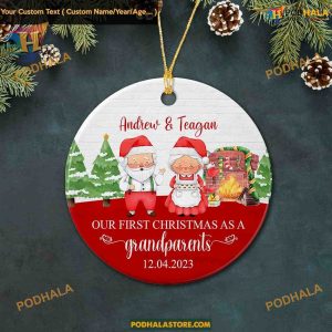 First Christmas As Grandparents Ornament, Personalized Ceramic Keepsake 2023