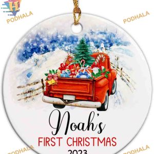 First Christmas Baby's Red Truck Ornament, Personalized Family Ornaments