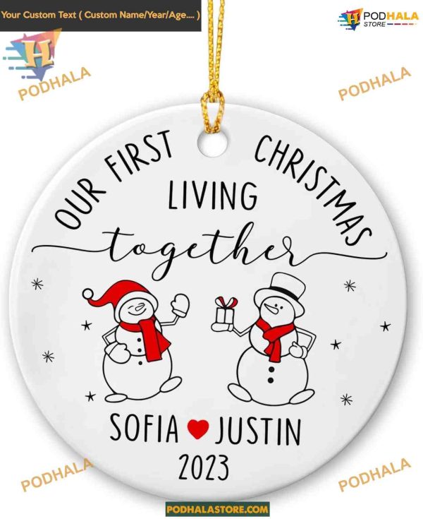 First Christmas Living Together Ornament, Personalized Couple’s 2023 Keepsake