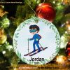 First Christmas Skiing Boy Custom Ornament, Family Name Keepsake