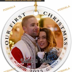 First Christmas Together 2023 Personalized Ceramic Ornament, Custom Mr & Mrs Keepsake