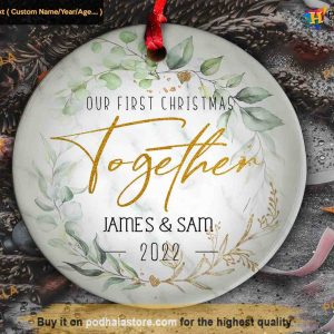 First Christmas Together Personalized Ceramic Ornament, Couple's Holiday Joy