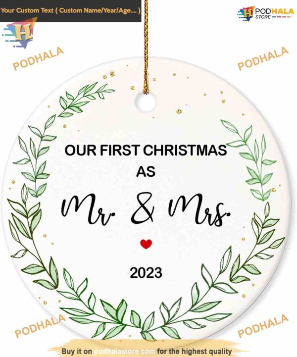 First Christmas as Mr & Mrs 2023, Newlywed Family Tree Ornament