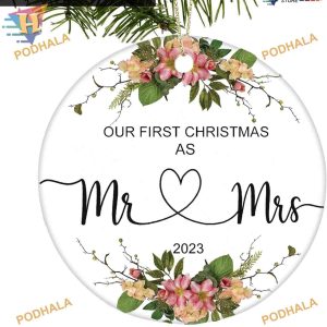 First Christmas as Mr & Mrs 2023, Personalized Married Couple Ornament
