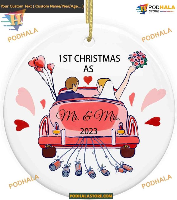 First Christmas as Mr & Mrs Ornament, Bridal Shower Wedding Gift 2023