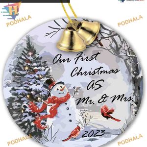 First Christmas as Mr and Mrs 2023, Unique Newlywed Ceramic Decoration