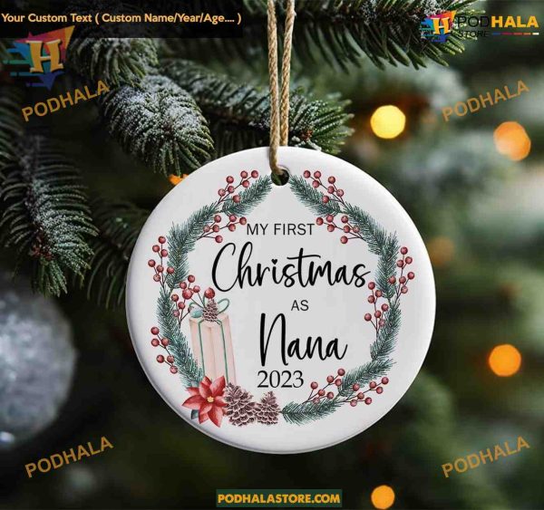 First Christmas as Nana 2023, Personalized New Grandmother Keepsake