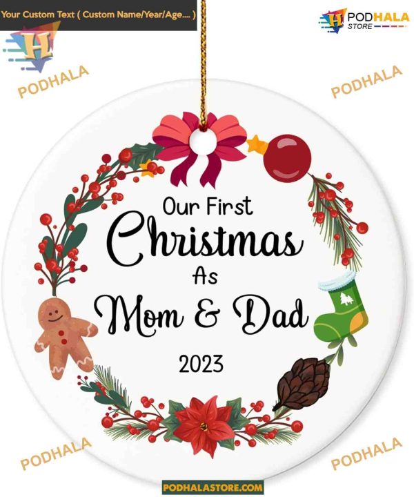 First Christmas as Parents 2023 Ornament, New Mom Dad Baby, Gift