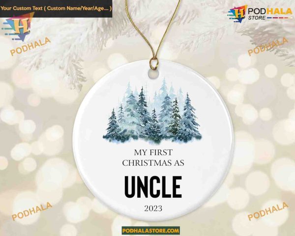 First Christmas as Uncle 2023, Personalized New Uncle Ornament