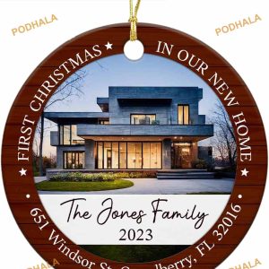 First Home 2023 Personalized Christmas Ornament, Customized New Home Ceramic Keepsake