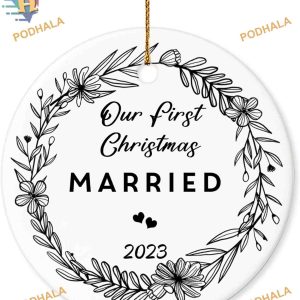 First Married Christmas 2023 Ornament, Anniversary Wedding Gift