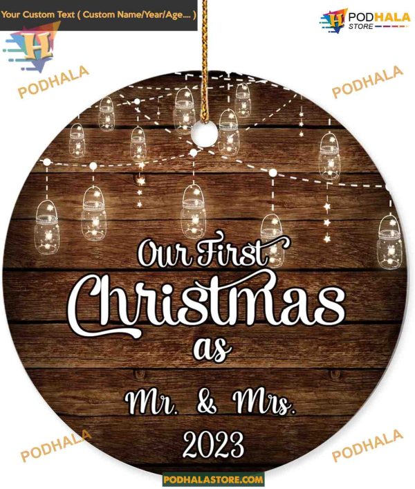 First Married Christmas 2023 Ornament, Bride and Groom Wedding Gift
