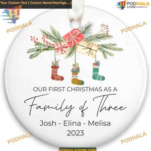 First Time Parents Christmas Ornament 2023, Personalized Family Keepsake