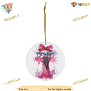 Flamingo Ceramic Ornament Funny Christmas Ornaments Tropical Pink 2