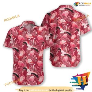 Flamingo Red Christmas Aloha Shirt, Mens Christmas Hawaiian Shirt