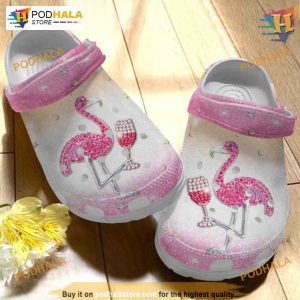 Flamingo Wine Party Crocs, Funny Christmas Gift Ideas for Party Lovers