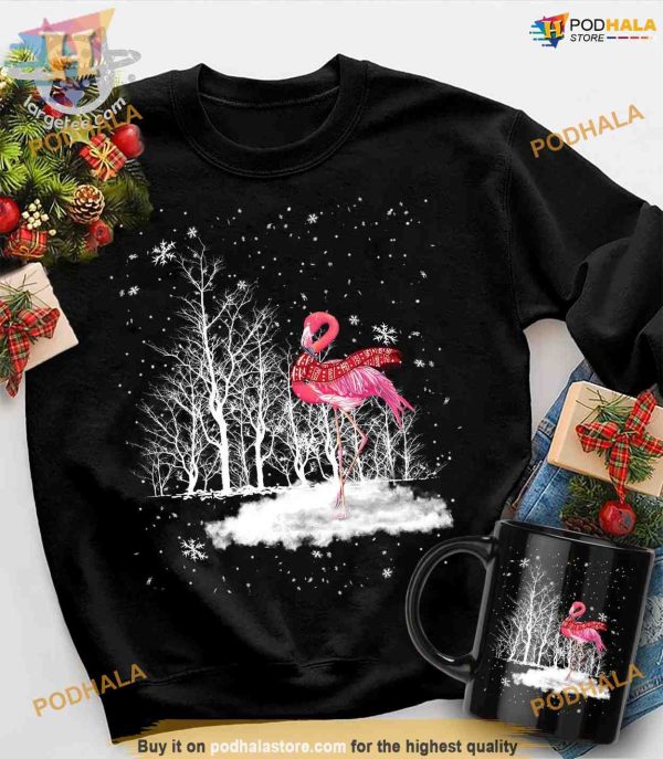 Flamingo Xmas Humor Shirt, Flamboyant Funny Xmas Gifts Selection
