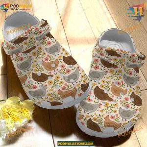 Floral Chickens Crocs Classic Clogs, Unique Gifts for Everyone