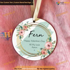 Floral Valentine's Ceramic Keepsake, Personalized Ornament