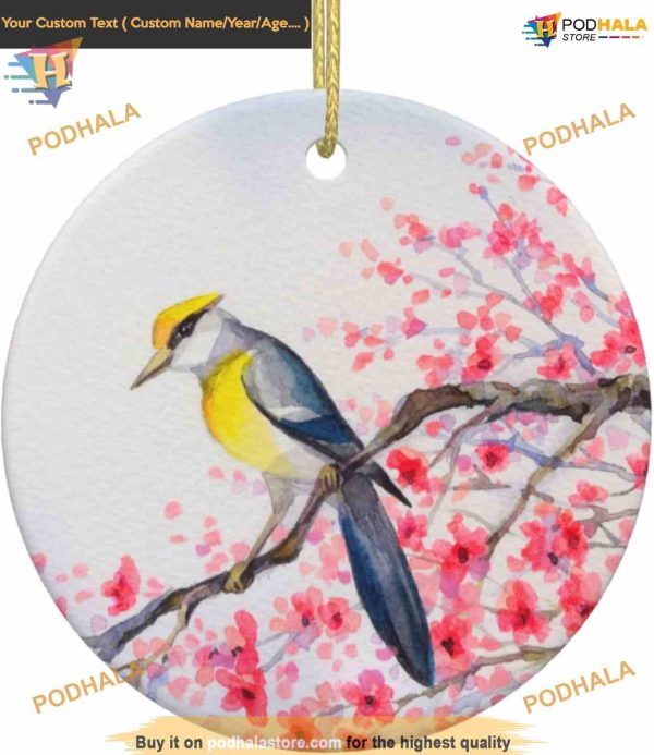 Flowers and Birds 2023 Ornament, Family Christmas Ornaments Artistic