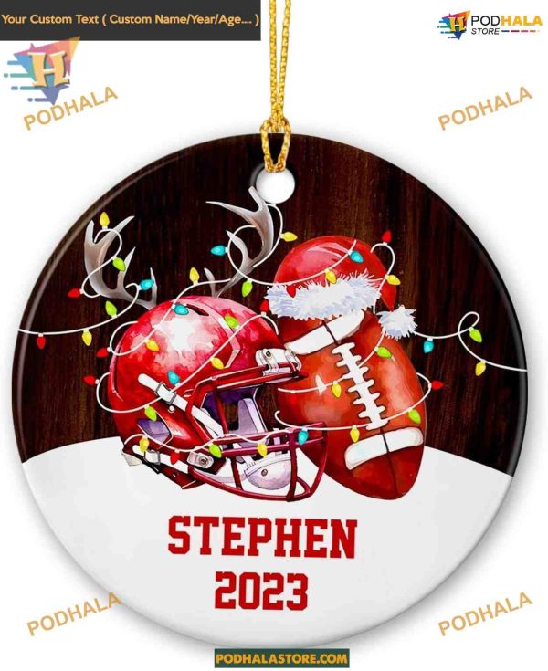 Football with Santa Hat Ornament, Fun Family Christmas Gifts