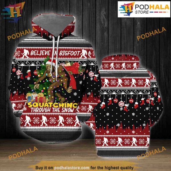 For Bigfoot Lover 3D Funny Christmas Hoodie, Xmas Gifts