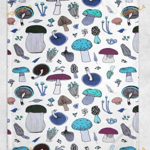 Foraging Fun, Mushroom Collector Fleece Blanket, Creative Christmas Gift