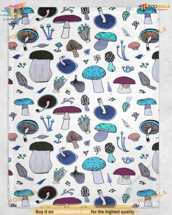 Foraging Fun, Mushroom Collector Fleece Blanket, Creative Christmas Gift