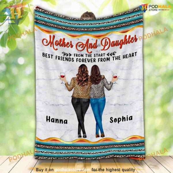 Forever Linked Mother & Daughter, Personalized Christmas Fleece Blanket