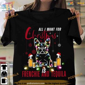 French Bulldog & Tequila Xmas Shirt, A Family Funny Christmas Shirt