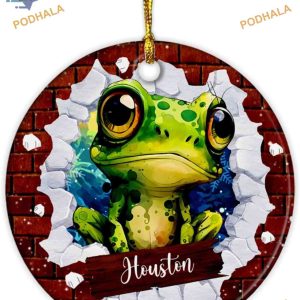 Frog Christmas Ornament 2023, Personalized Animal Lover Festive Gift