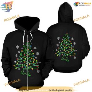 Frog Light Pine Tree Black Funny Christmas Hoodie, Xmas Gifts