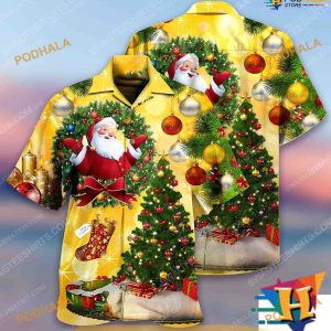 Full Print Santa Tree Xmas Shirt, Funny Christmas Gift Ideas