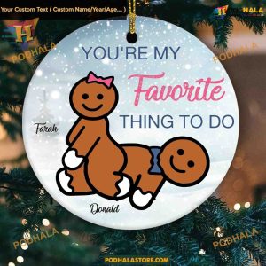 Fun Couple's Naughty Christmas 2023 Ornament, Personalized Ceramic Gift