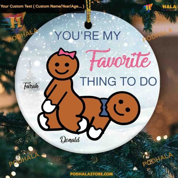 Fun Couple’s Naughty Christmas 2023 Ornament, Personalized Ceramic Gift