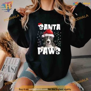 Funny BLUE Nose Pitbull Christmas Lights Tree Dog Lover Xmas Shirt Hoodie 2